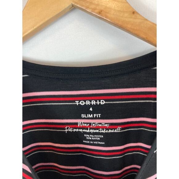 Torrid Slim Fit Feather Light Slub Crew Neck Raglan Cuffed Sleeve Tee Size 4X - Picture 5 of 8